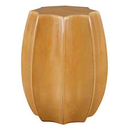 Contemporary Ceramic Gloss Scalloped Garden Accent Stool