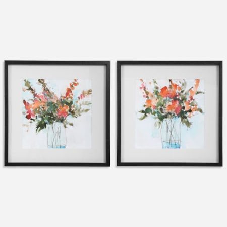 Fresh Flowers Watercolor Prints S/2