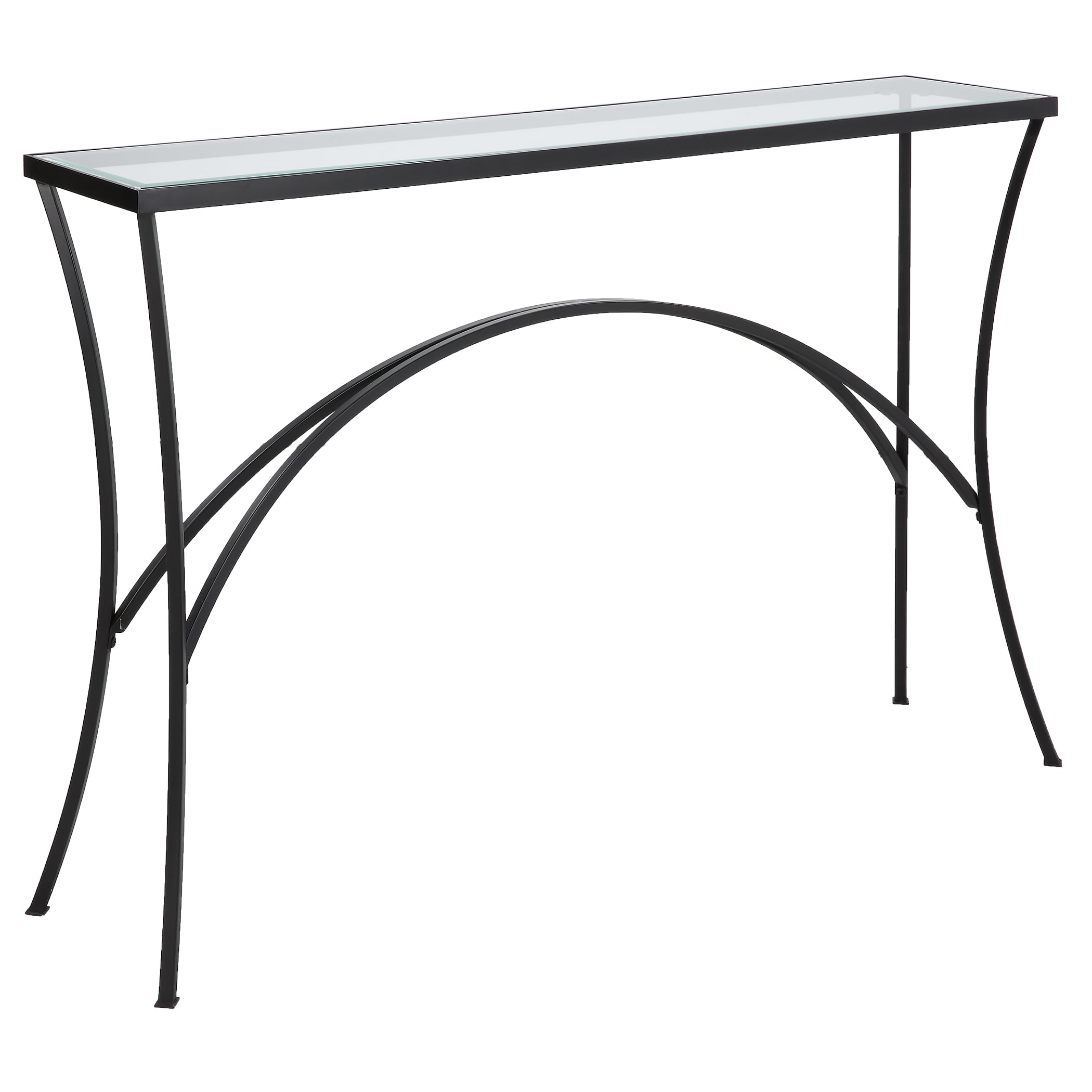 Alayna Black Metal &amp; Glass Console Table