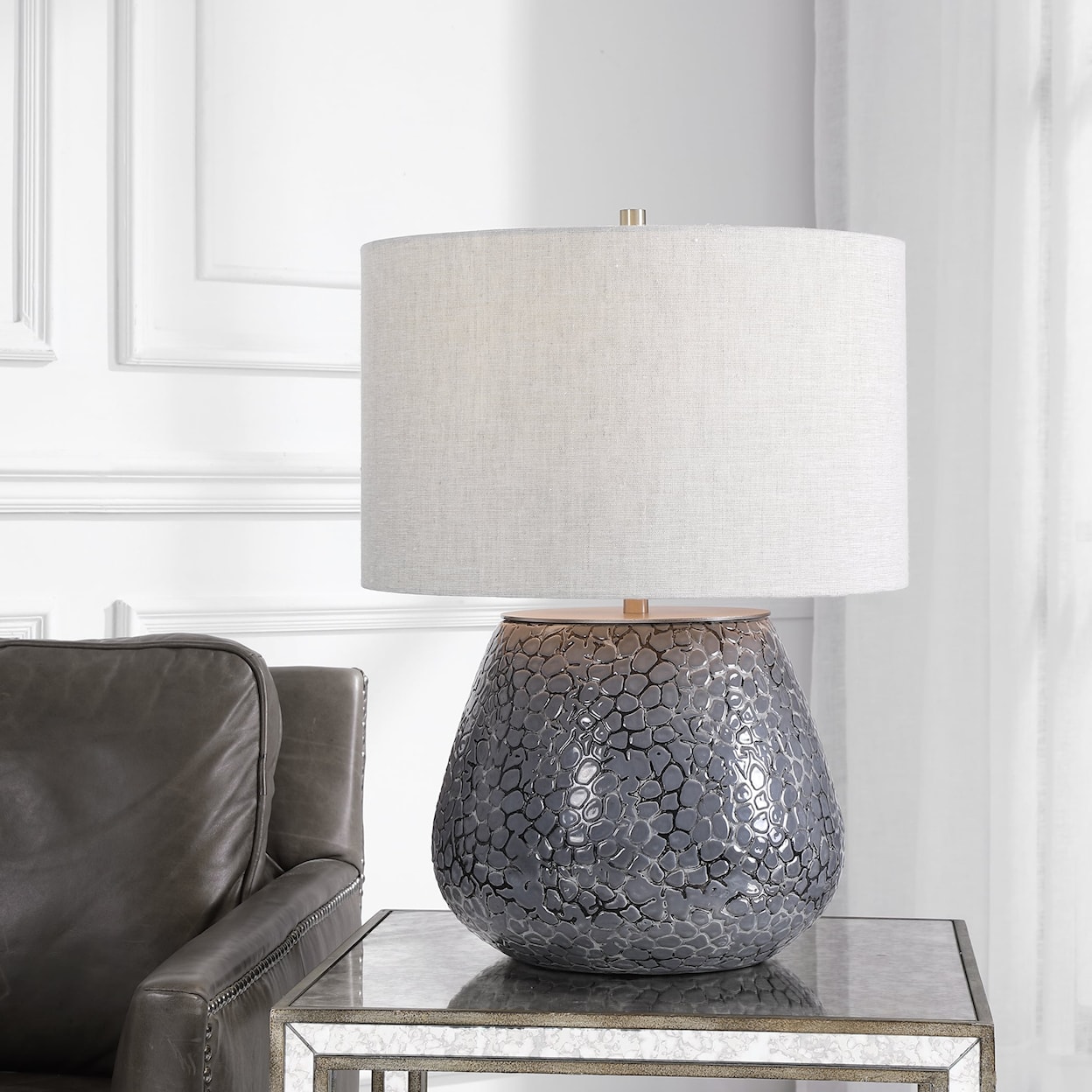 Uttermost Table Lamps Pebbles Metallic Gray Table Lamp