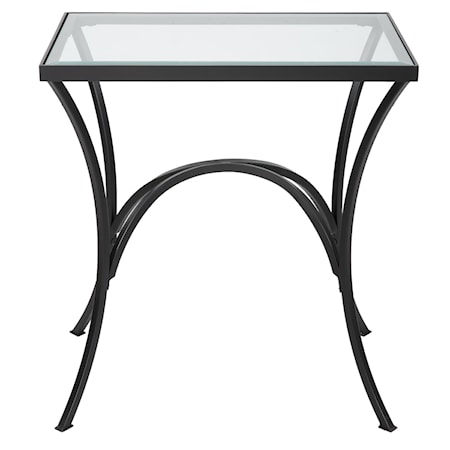 Alayna Black Metal & Glass End Table