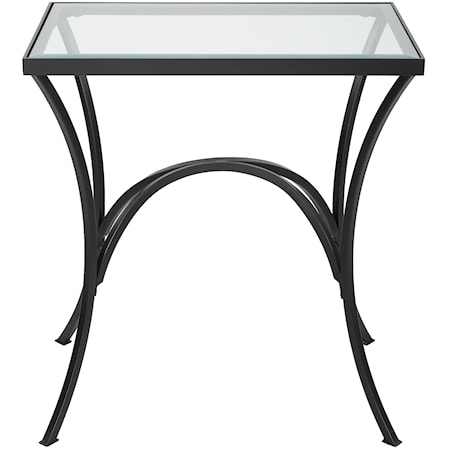 Alayna Black Metal & Glass End Table