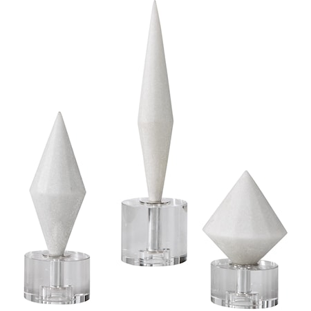 Alize White Stone Sculptures, S/3