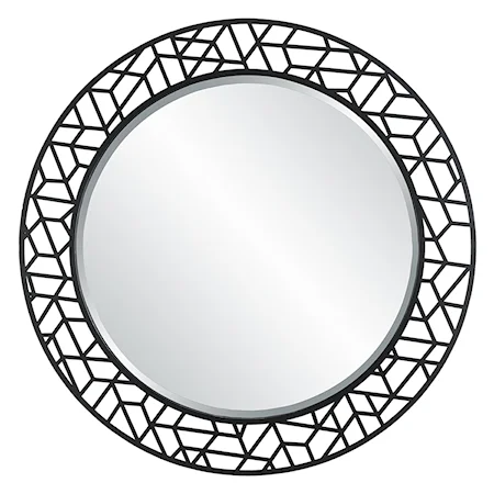 Contemporary Mosaic Metal Round Mirror
