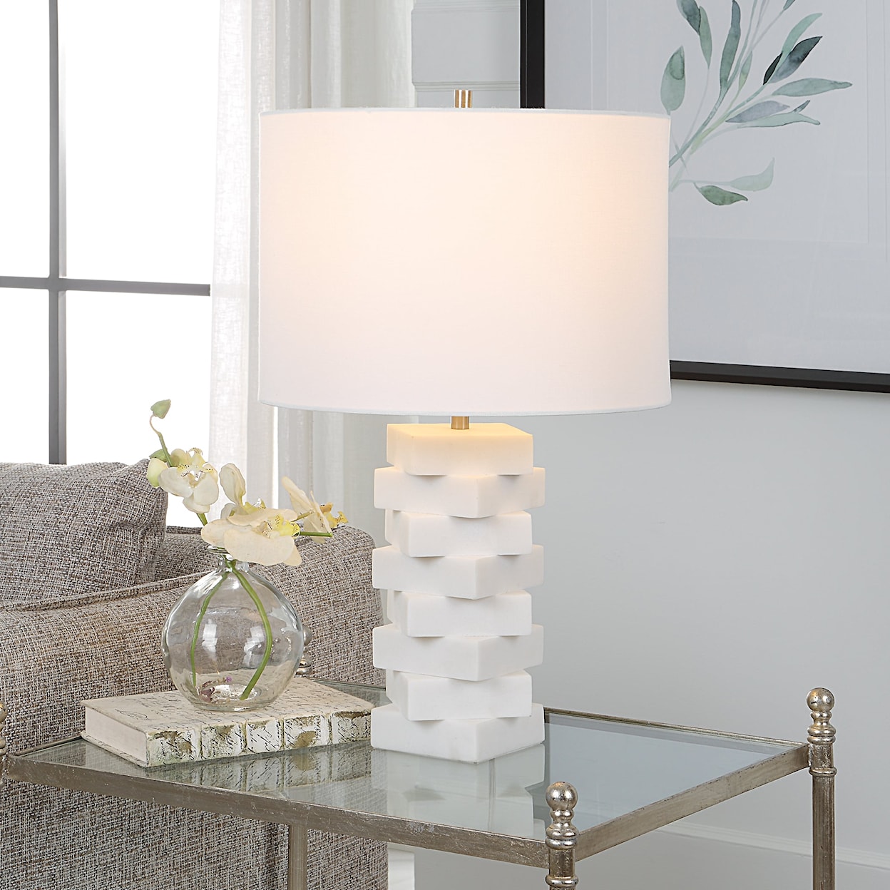 Uttermost Ascent Ascent White Geometric Table Lamp