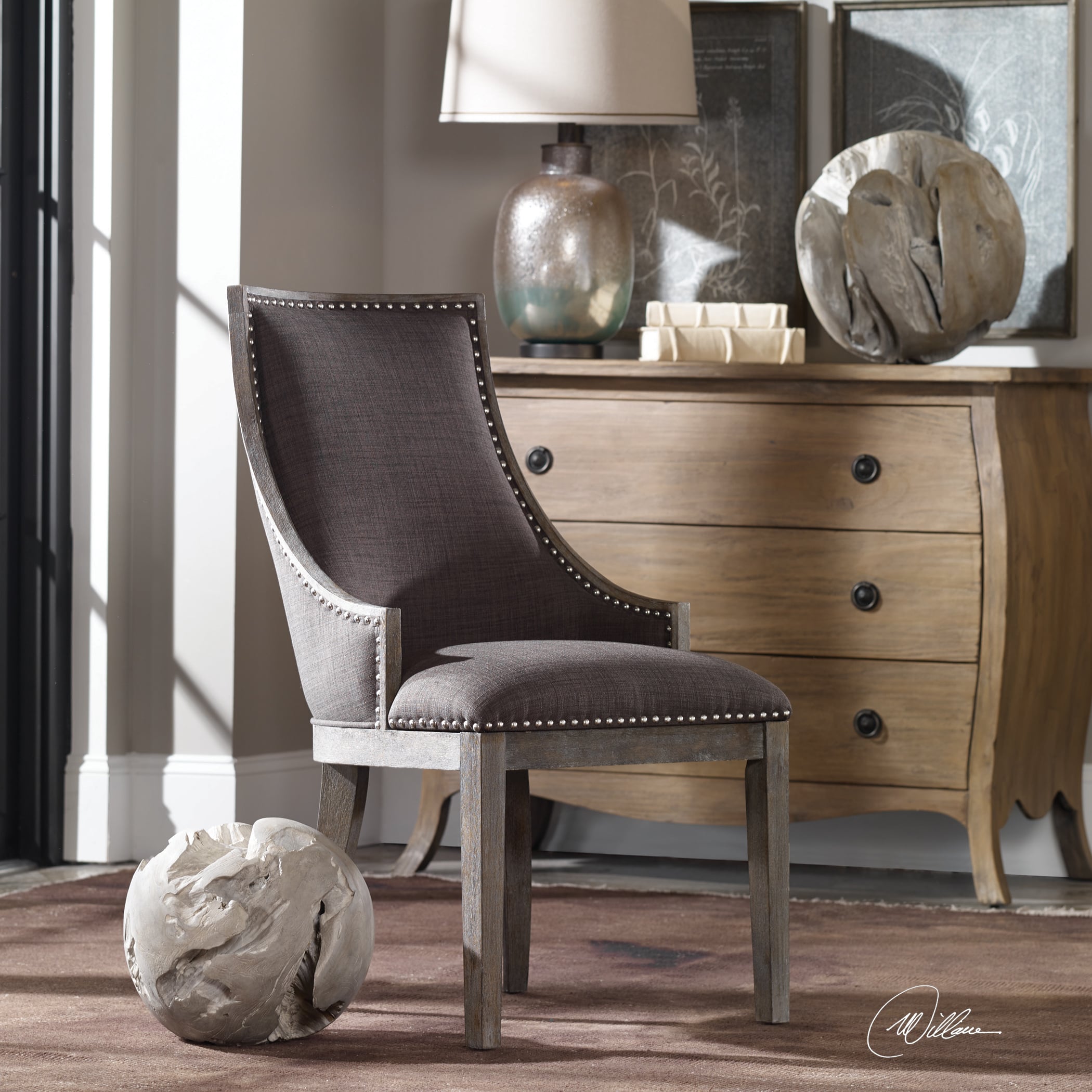 Uttermost Accent Furniture - Accent Chairs Aidrian Charcoal Gray Accent Chair