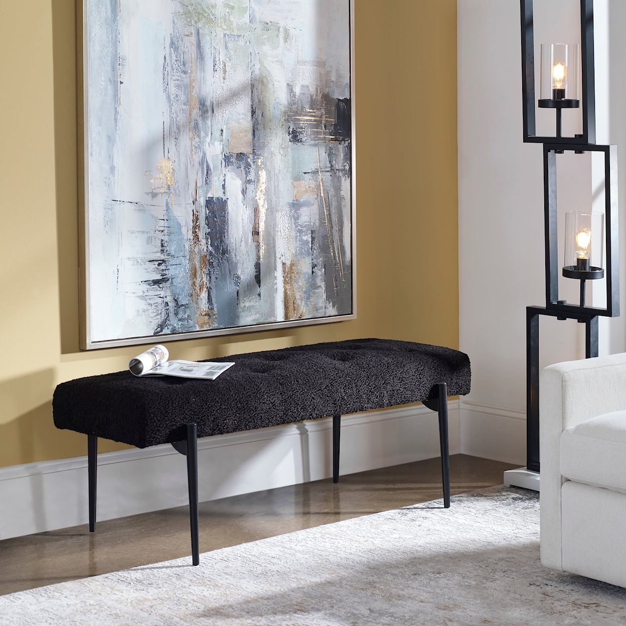 Uttermost Accent Furniture - Benches Olivier Modern Black Bench