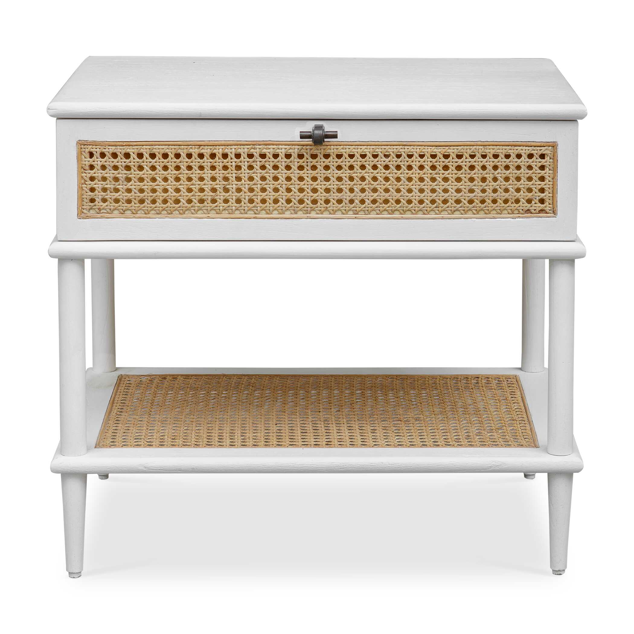 Coast White Rattan Side Table