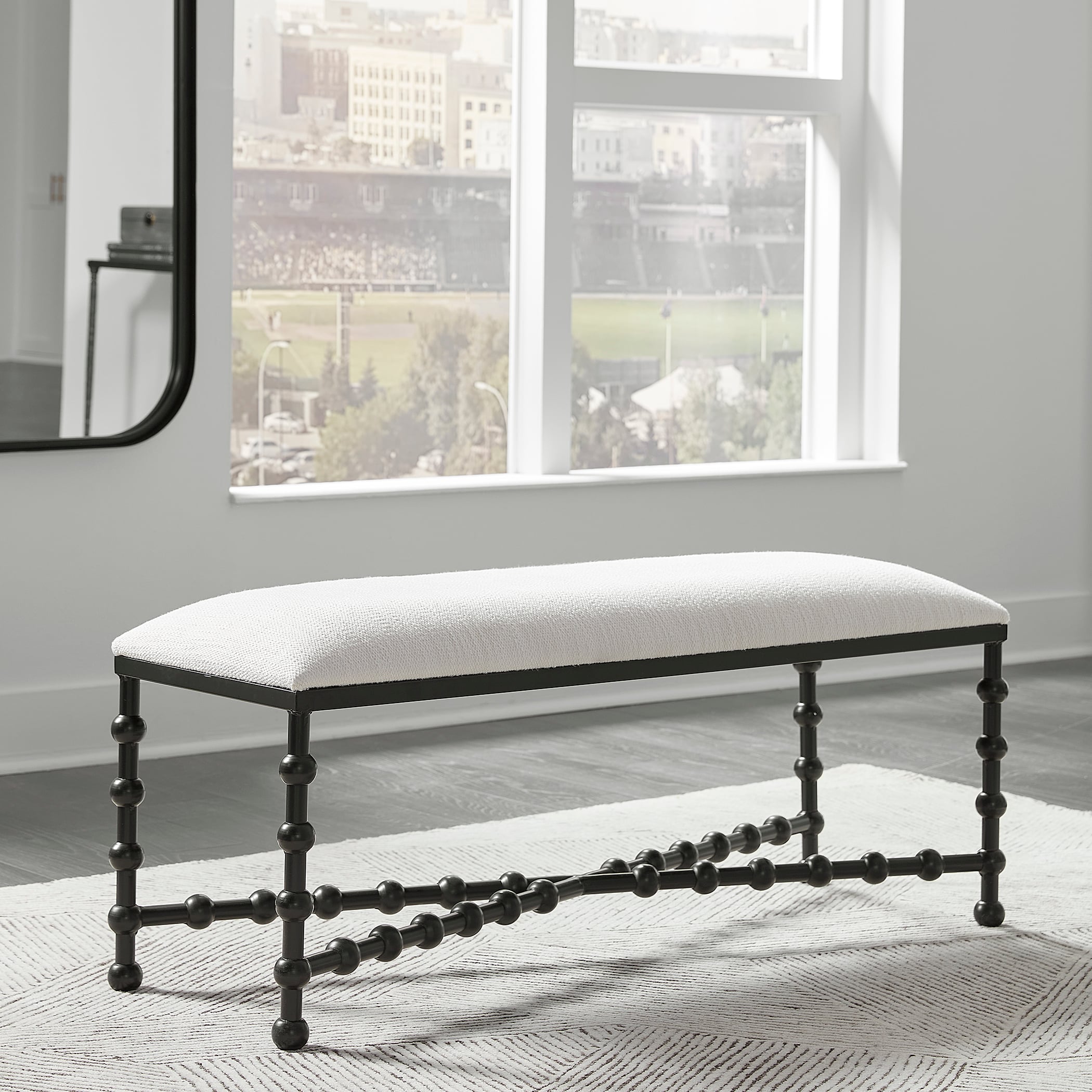 Uttermost Iron Drops Iron Drops Cushioned Bench
