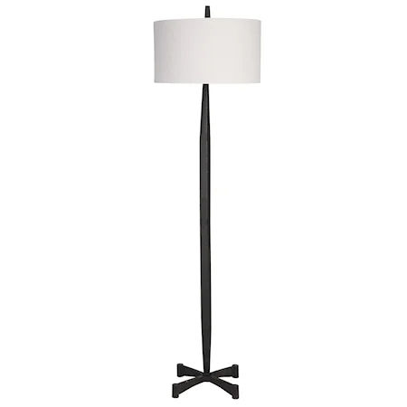 Industrial Rust Metal Floor Lamp with Tapered Base