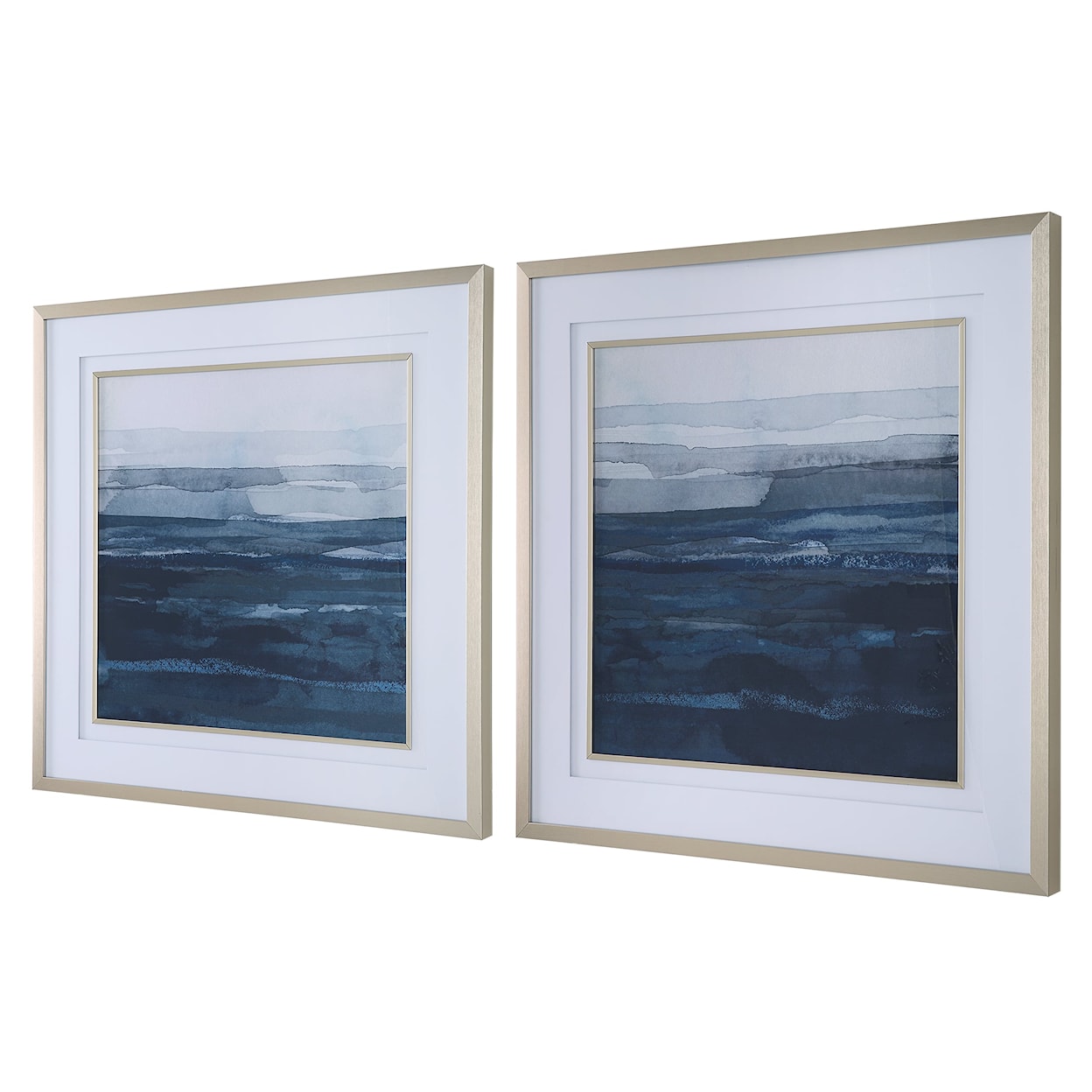 Uttermost Rising Blue Rising Blue Abstract Framed Prints Set/2