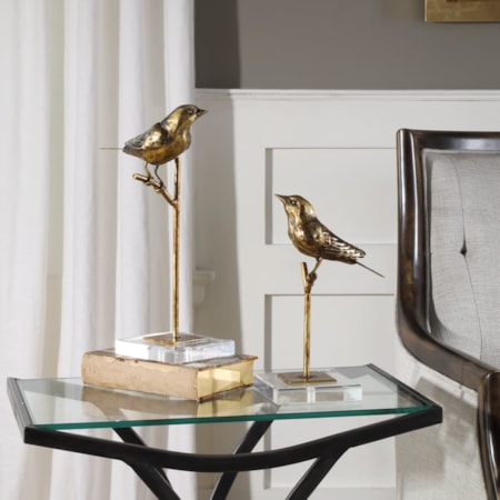 Passerines Bird Sculptures S/2