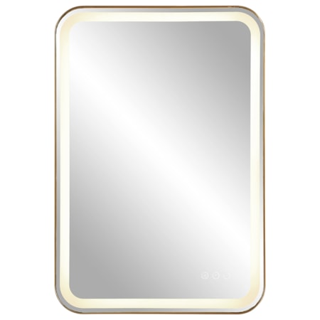 Crofton Lighted Brass Vanity Mirror