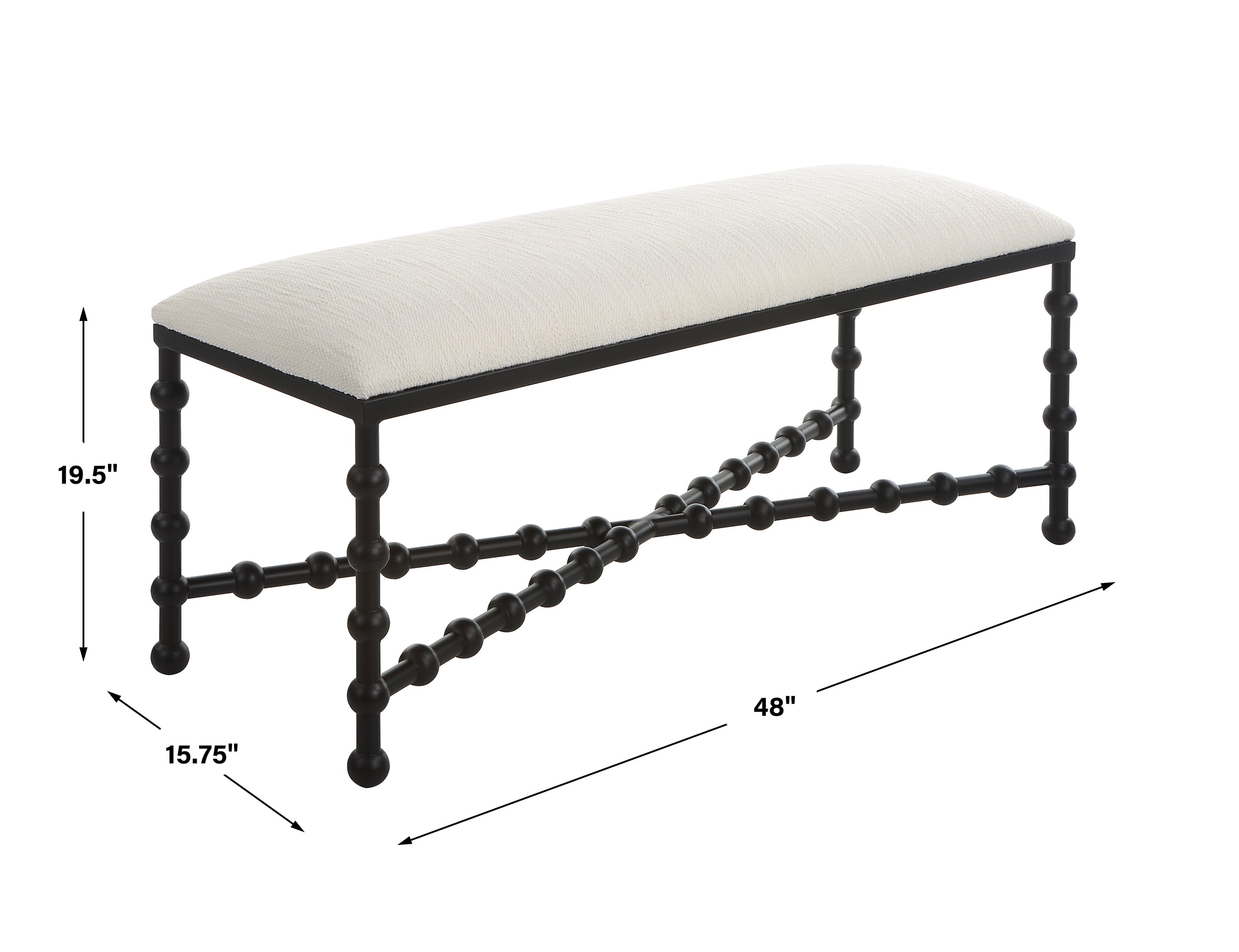 Uttermost Iron Drops Iron Drops Cushioned Bench