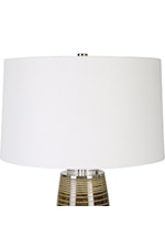 Uttermost Alamance Rustic Bronze Table Lamp with White Lamp Shade