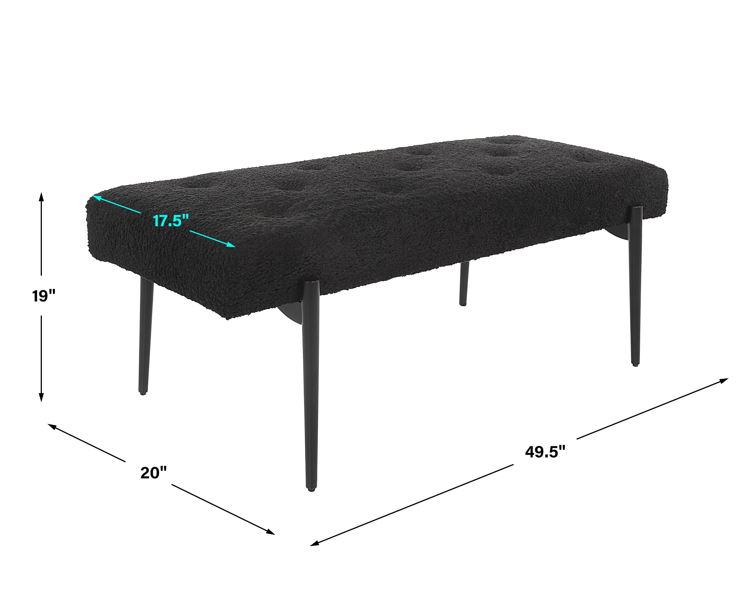 Uttermost Accent Furniture - Benches Olivier Modern Black Bench
