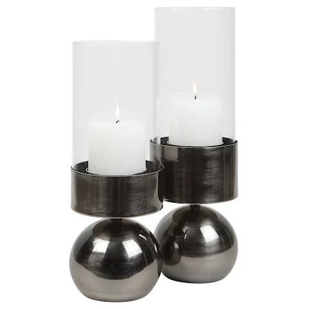 Tilston Gunmetal Candleholders, Set/2