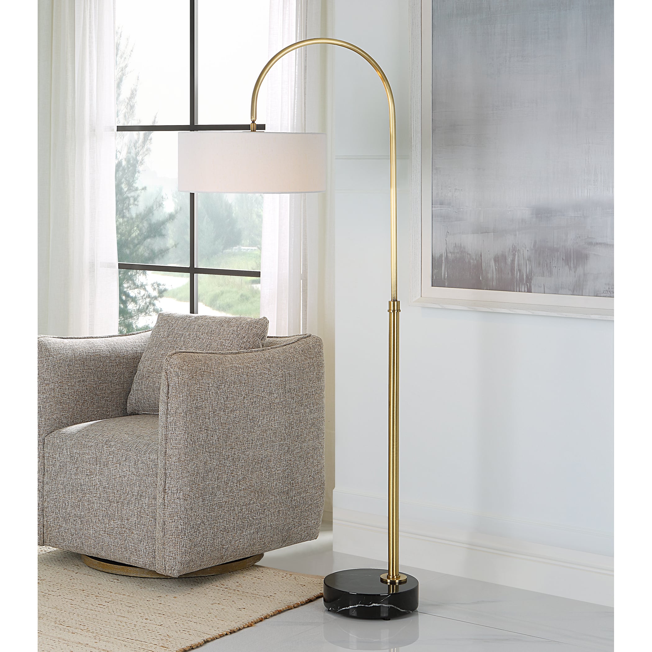Uttermost Huxford Huxford Brass Arch Floor Lamp
