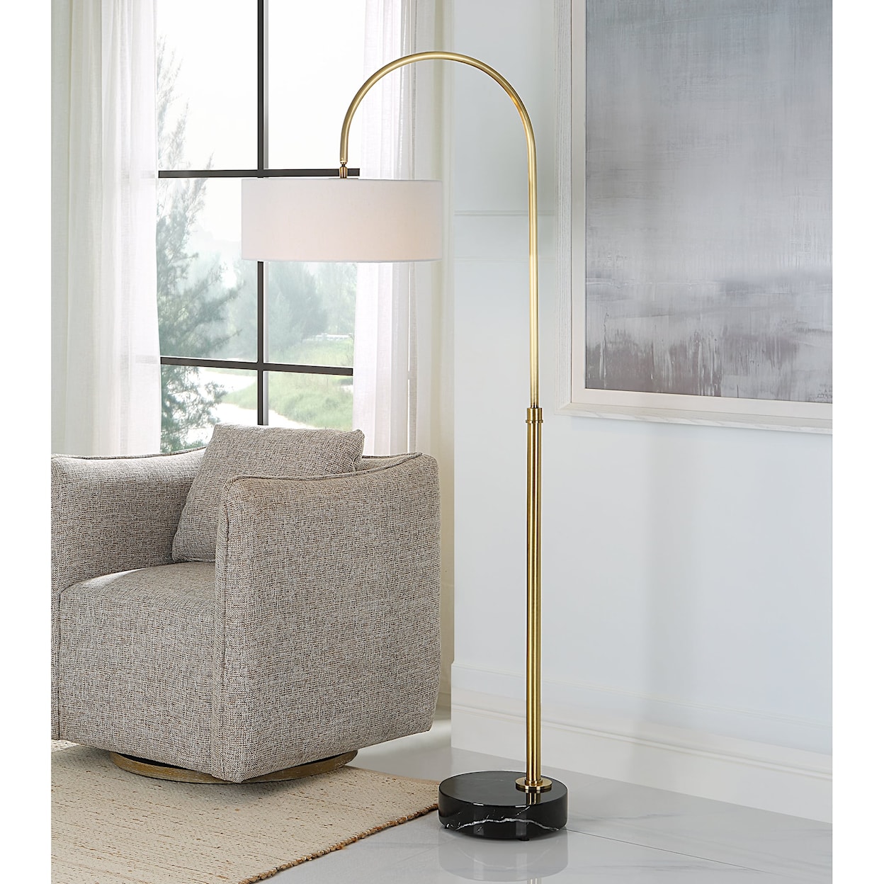 Uttermost Huxford Huxford Brass Arch Floor Lamp