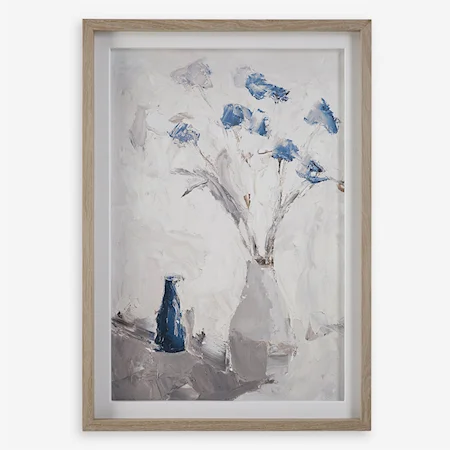 Blue Flowers In Vase Framed Print