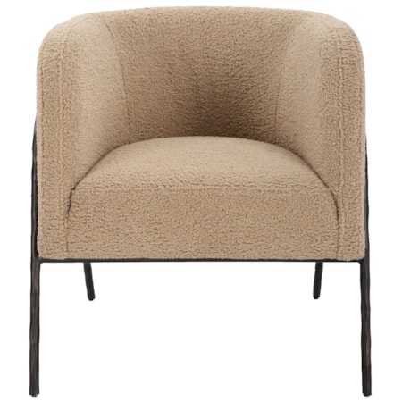 Jacobsen Tan Shearling Barrel Chair