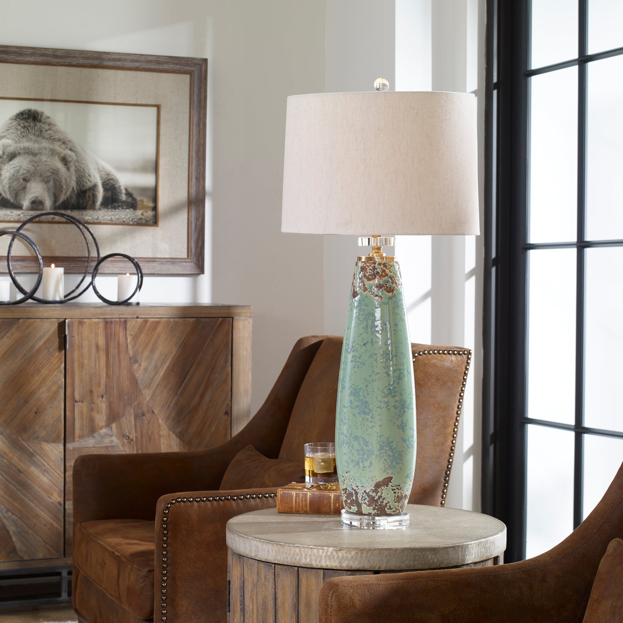 Uttermost Table Lamps Rovasenda Mint Green Table Lamp