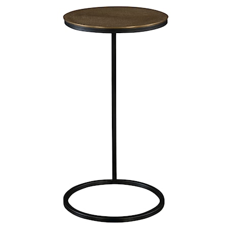 Round Accent Table with Plated Antique Top