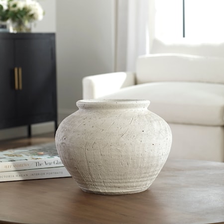 Floreana Round White Vase