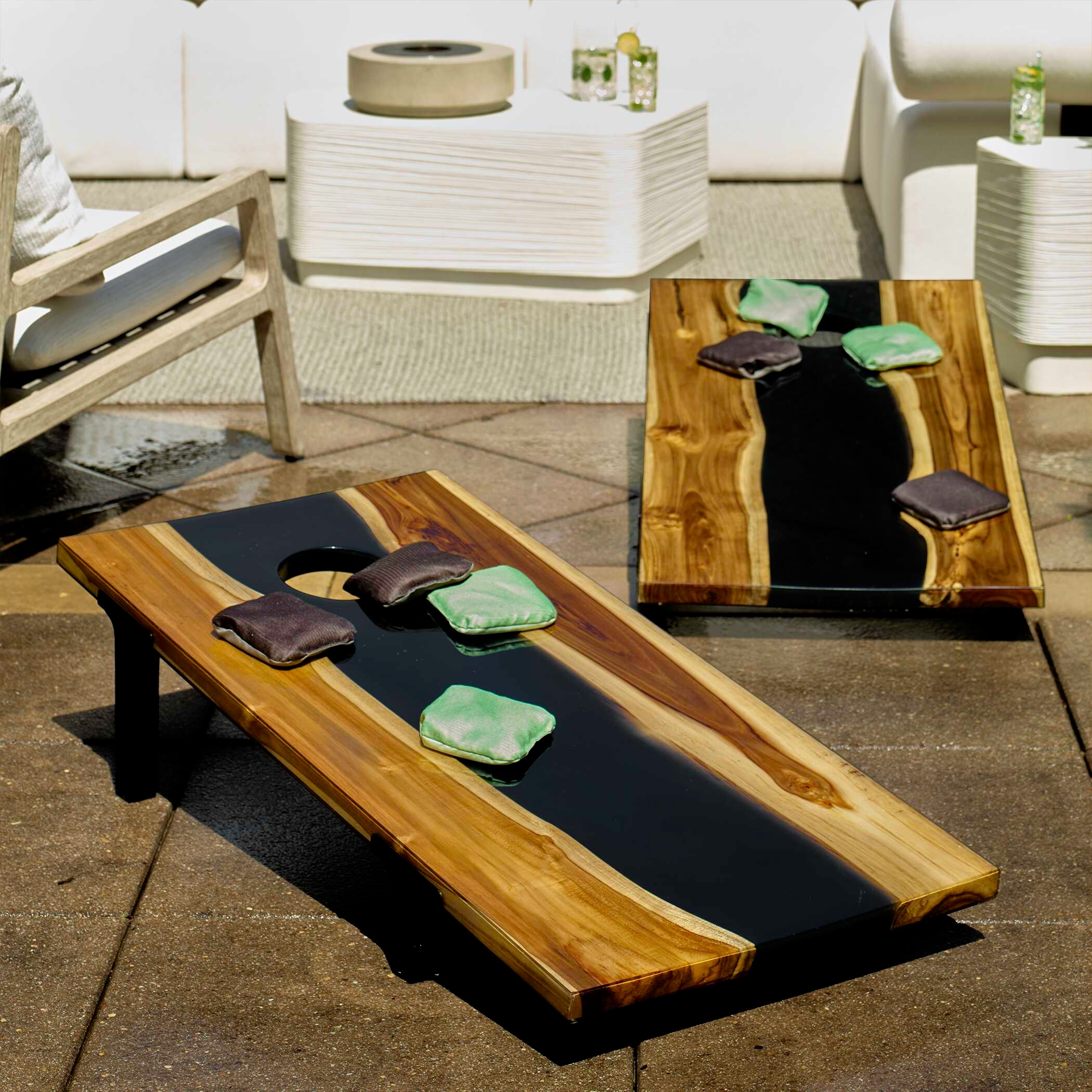 Uttermost Clearwood Cornhole Clearwood Black Cornhole Game