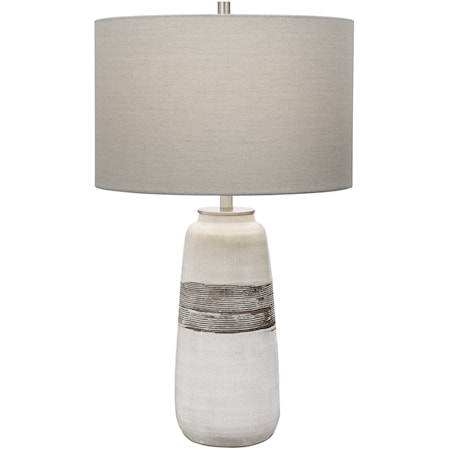 White Crackle Table Lamp