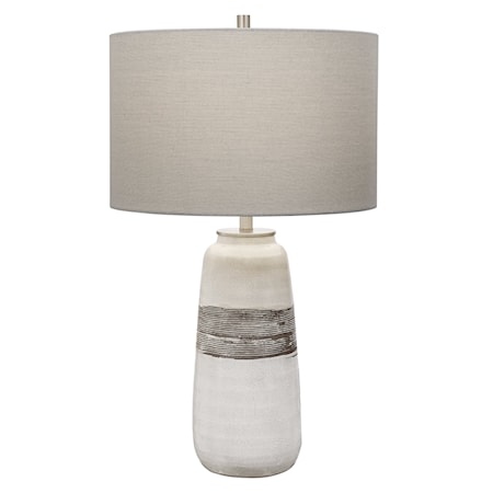 White Crackle Table Lamp