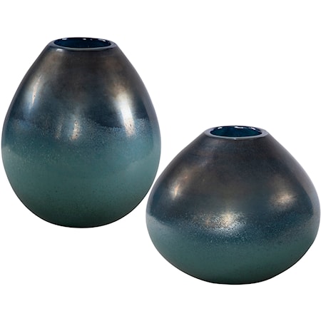 Rian Aqua Bronze Vases S/2