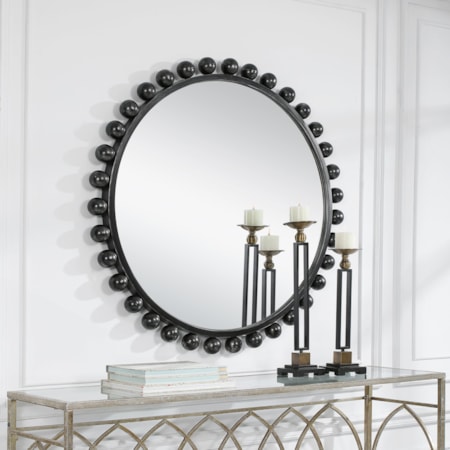 Cyra Black Round Mirror