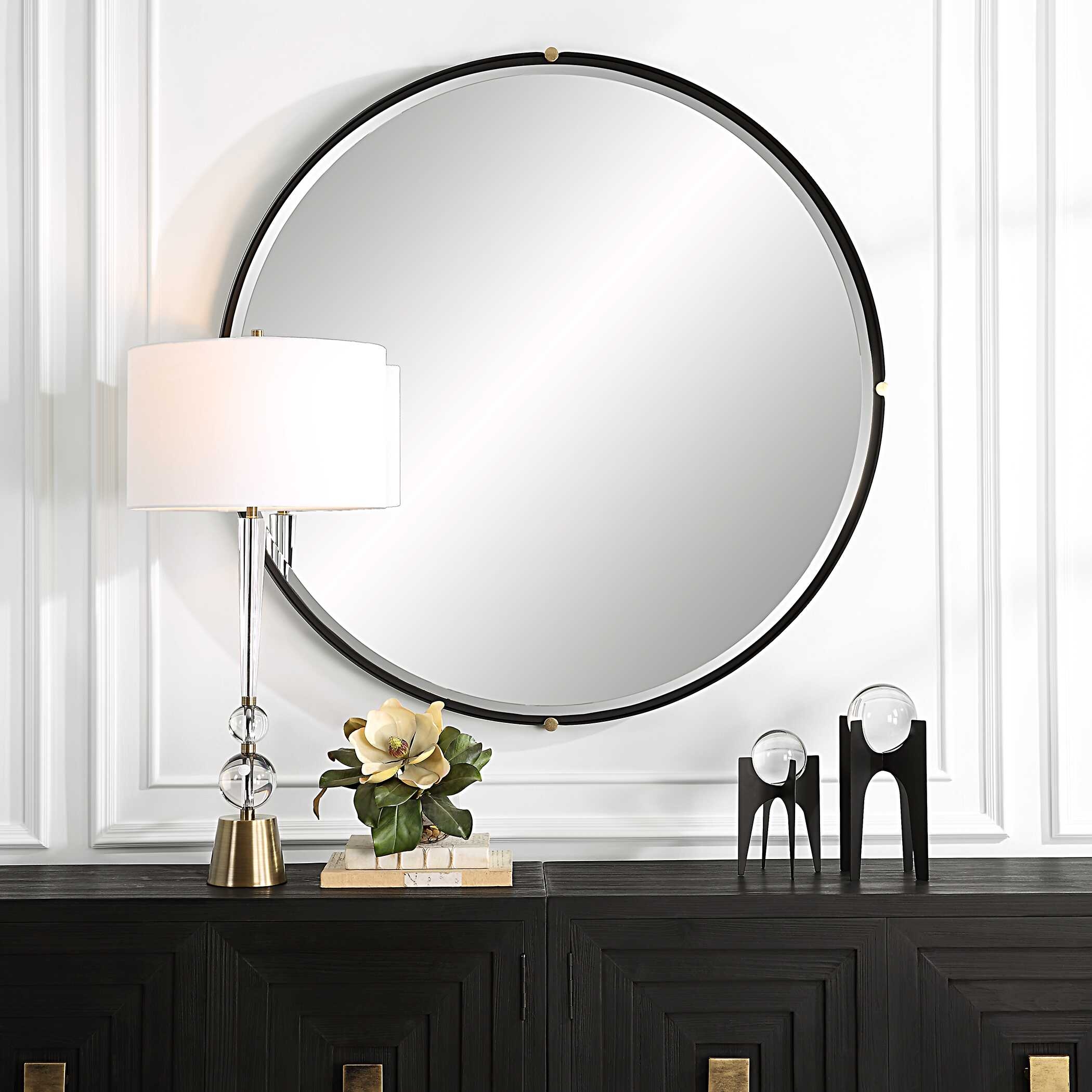 Uttermost Bonded Bonded Round Black Mirror