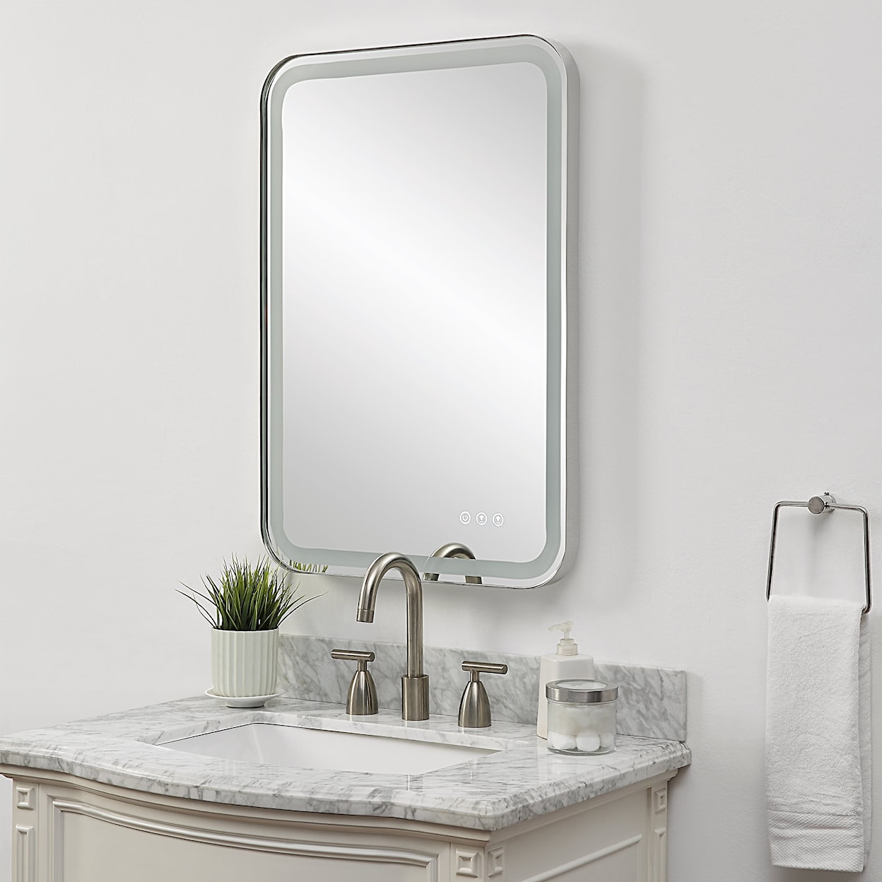Uttermost Crofton Crofton Lighted Nickel Vanity Mirror
