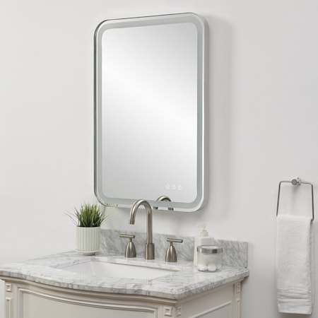 Crofton Lighted Nickel Vanity Mirror