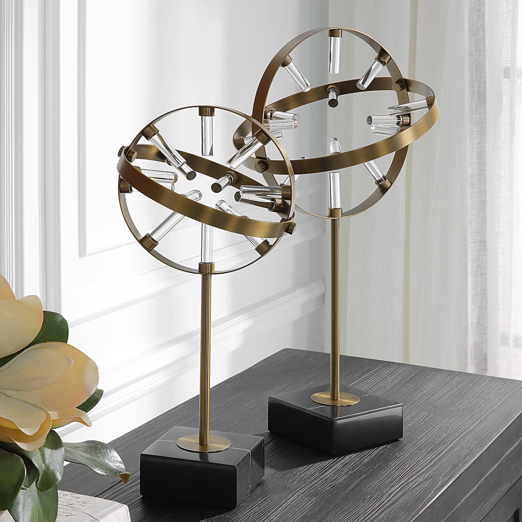 Realm Spherical Brass Sculptures Set Of 2