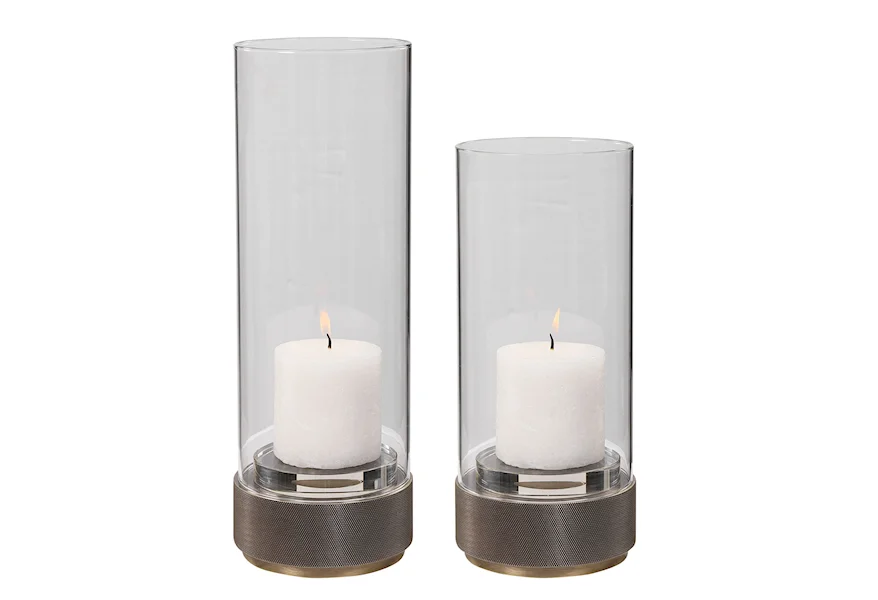 Accessories - Candle Holders Sandringham Brushed Brass Candleholders, S/2 by Uttermost at Jacksonville Furniture Mart