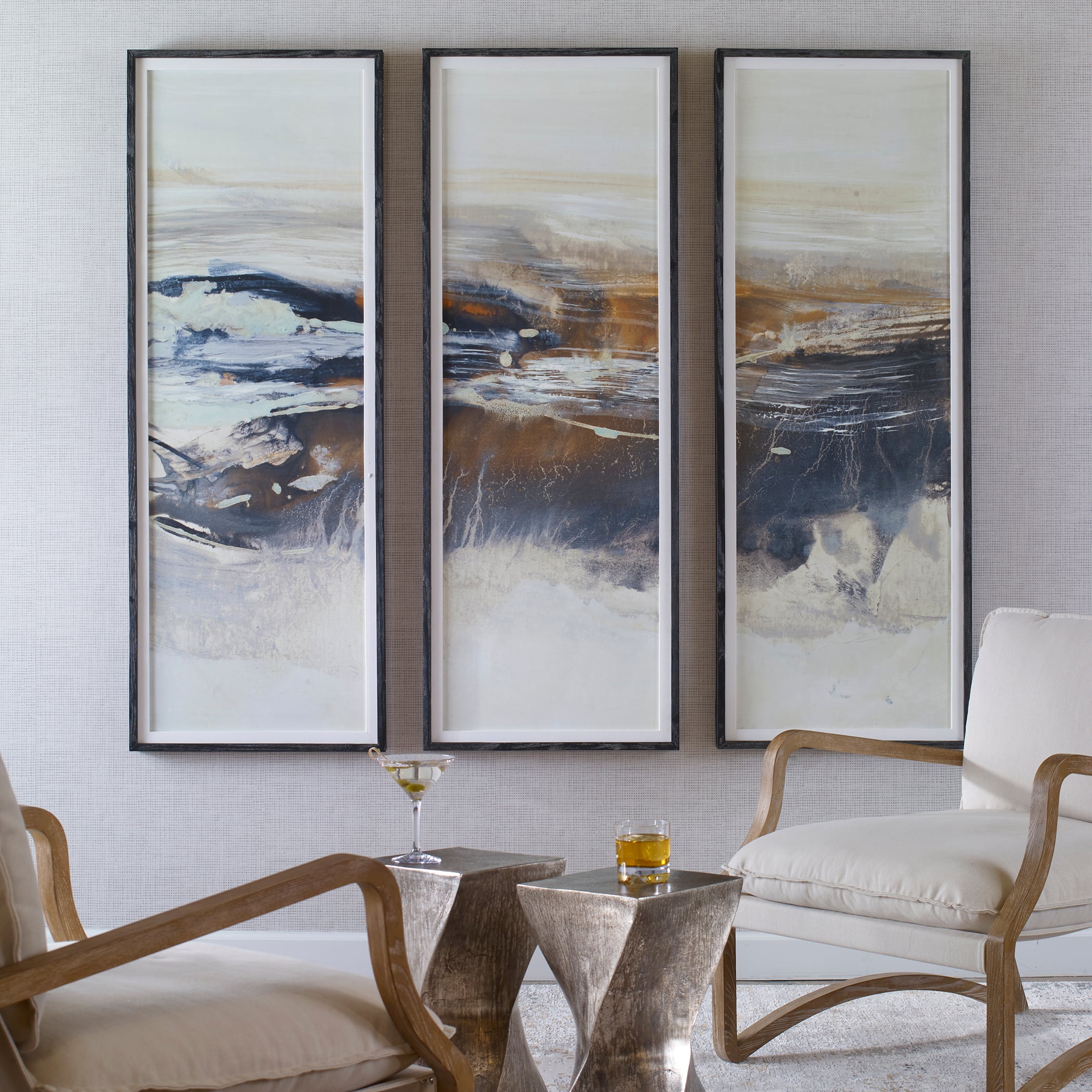 Uttermost Graphite Graphite Horizon Framed Prints Set/3