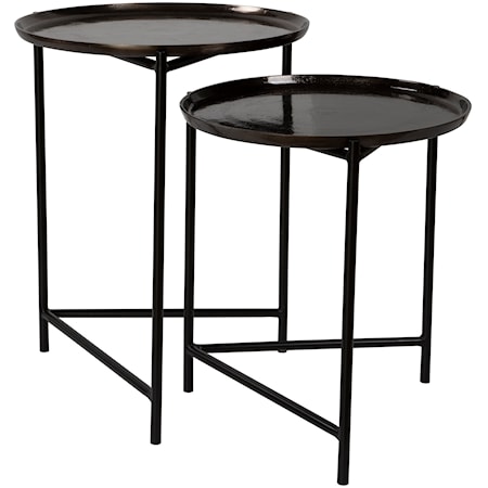 Burnett Dark Nickel Nesting Tables S/2