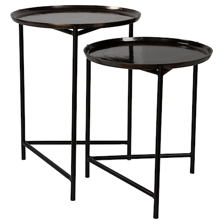 Burnett Dark Nickel Nesting Tables S/2