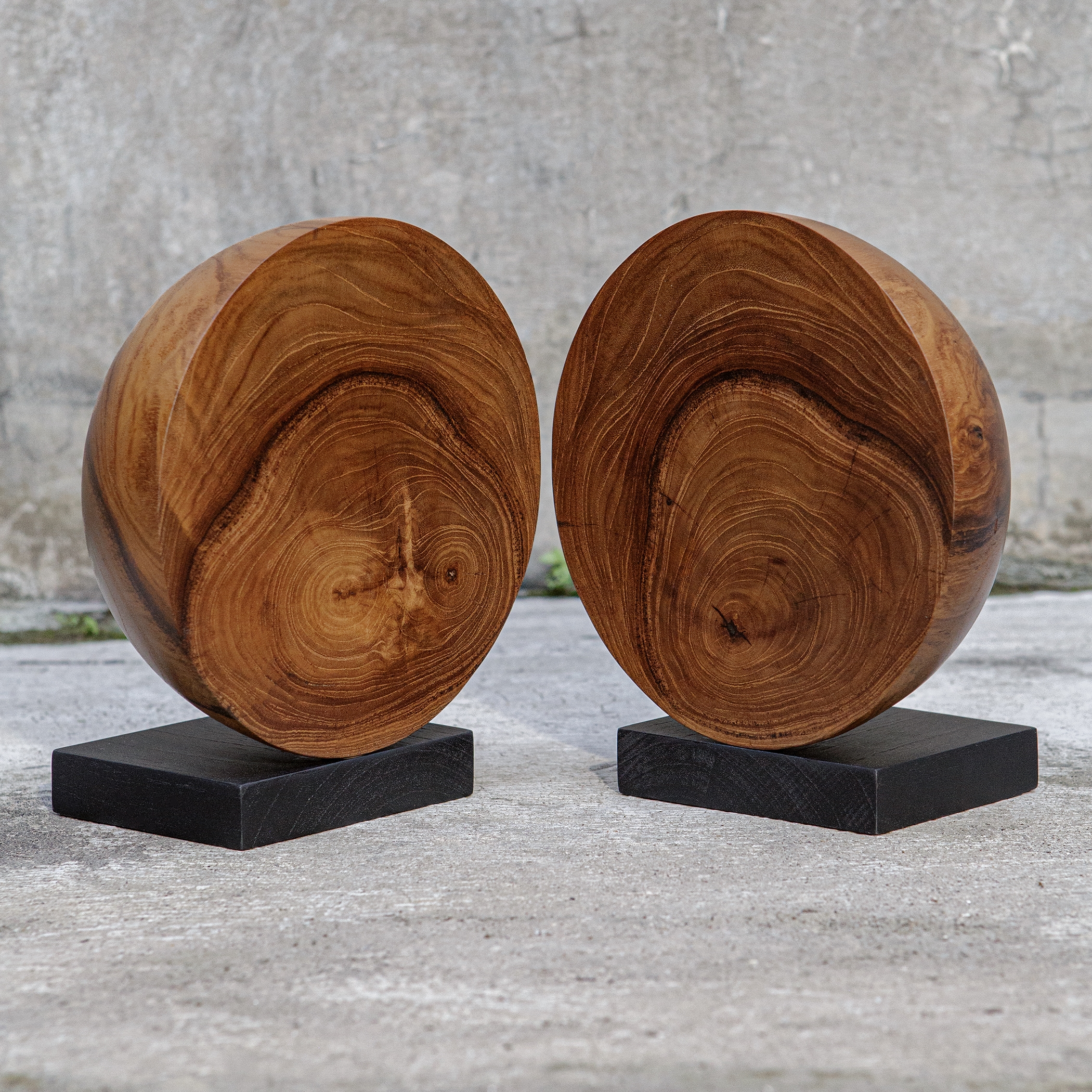 Teak And Noir Bookends Set/2