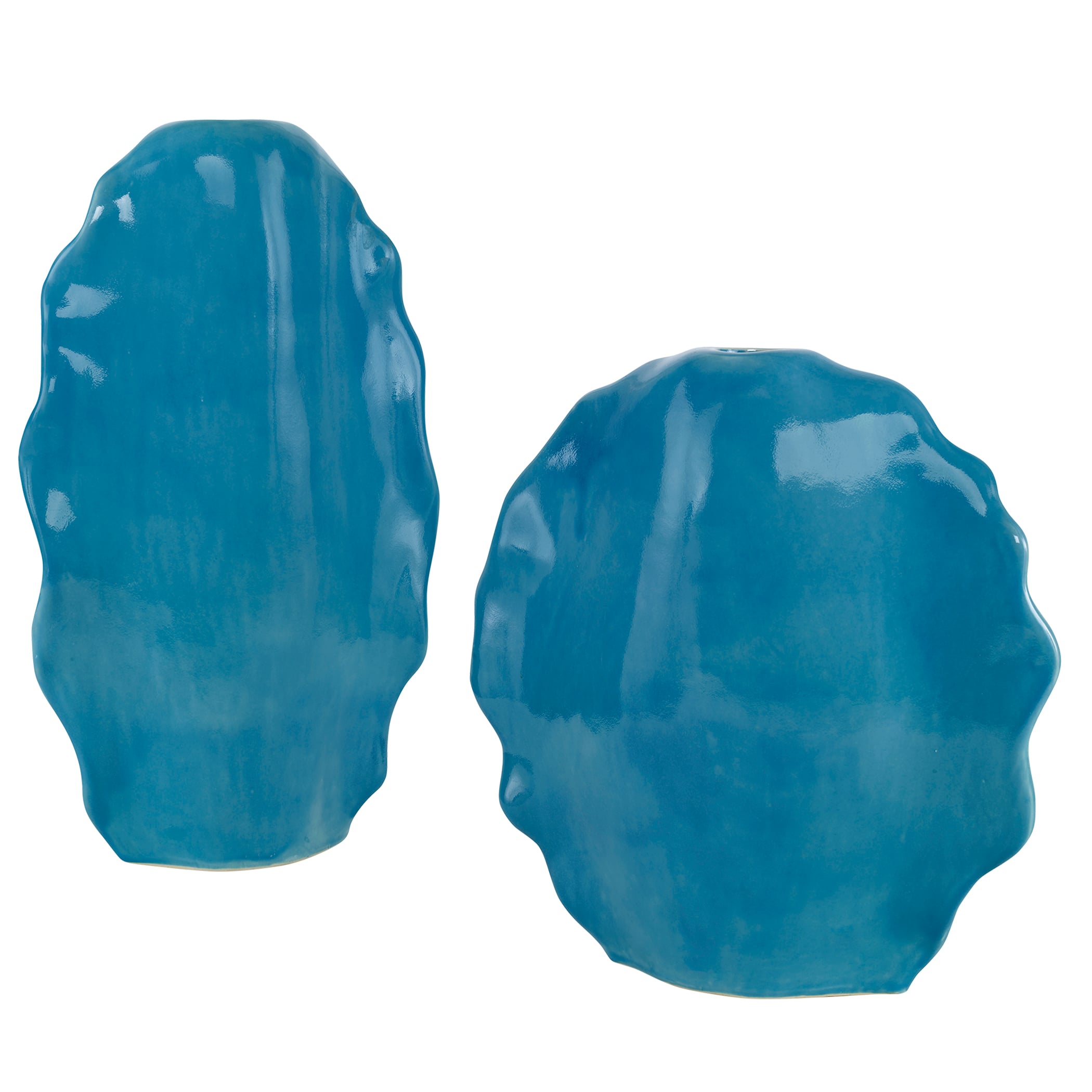 Ruffled Feathers Blue Vases S/2