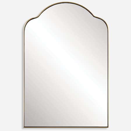 Arched Wall Mirror with Brass Mirror Trim