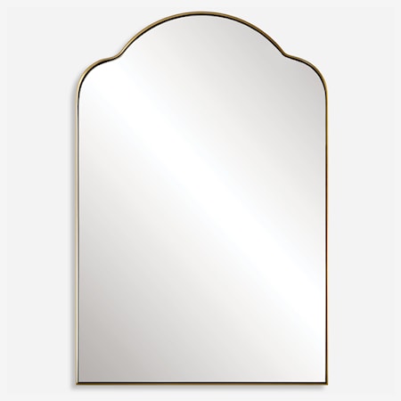 Arched Wall Mirror with Brass Mirror Trim