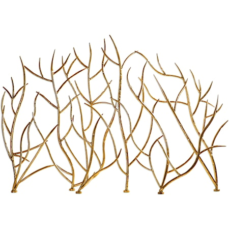 Gold Branches Decorative Fireplace Screen