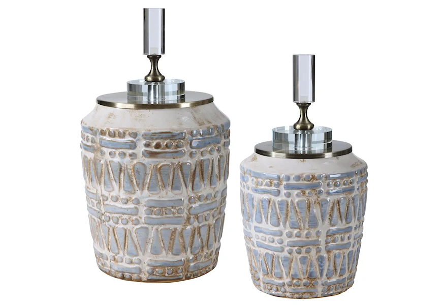 Accessories Lenape Ceramic Bottles, S/2 by Uttermost at Del Sol Furniture