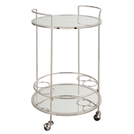 Chrome Bar Cart with Casters