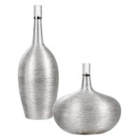 Gatsby Silver Ribbed Bottles, Set of 2