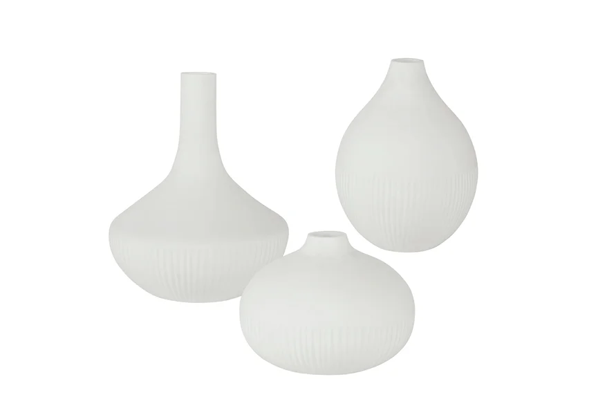 Apothecary Satin White Vases- Set of 3 by Uttermost at Jacksonville Furniture Mart